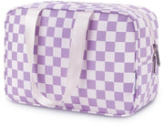 Borse da trucco per donne, grandi borse da trucco, grandi borse da trucco per donne, borse da trucco, organizzatore di borsa da trucco per bambini e donne (scacchiera blu)