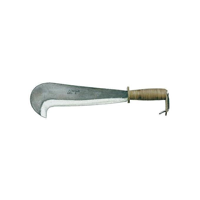 RINALDI N. 3 CM 31 Roncola Valcamonica Art. 111 Lama Forgiata Manico in Cuoio colore Marrone