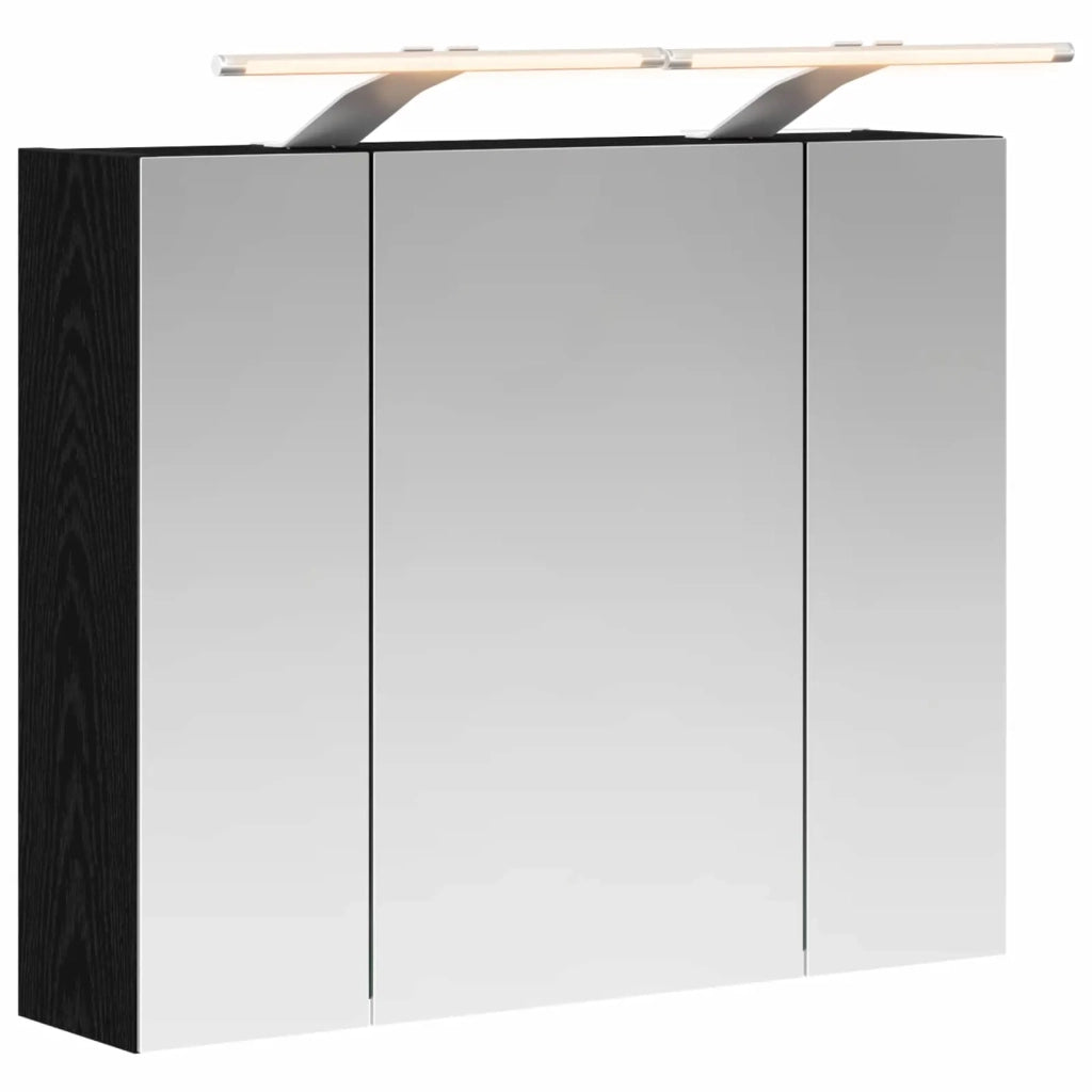 Mobiletto per specchio da bagno Rovere Nero 60 x 14,5 x 50 cm