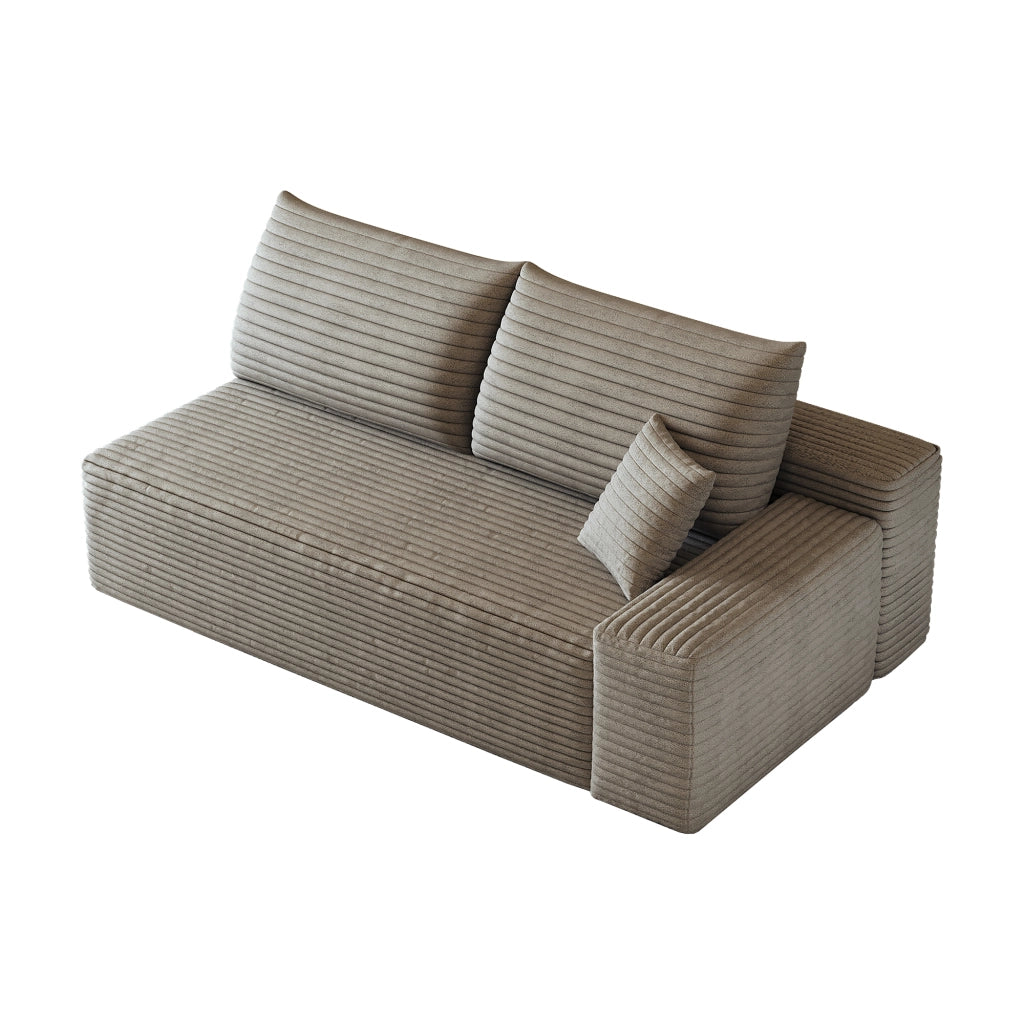 DIVANO Chaise destra 2 posti Tessuto Camel