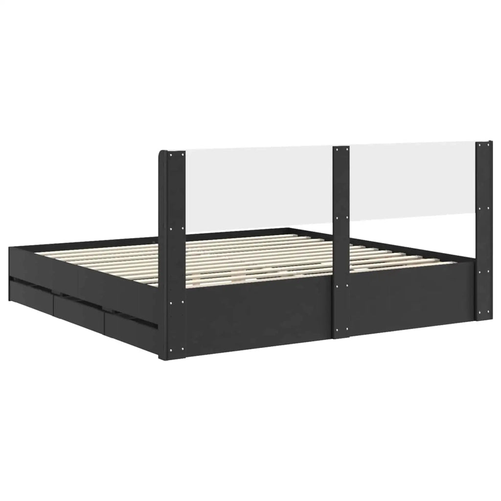 Struttura del letto con stoccaggio e testata Nero 180 x 200 cm 3414282