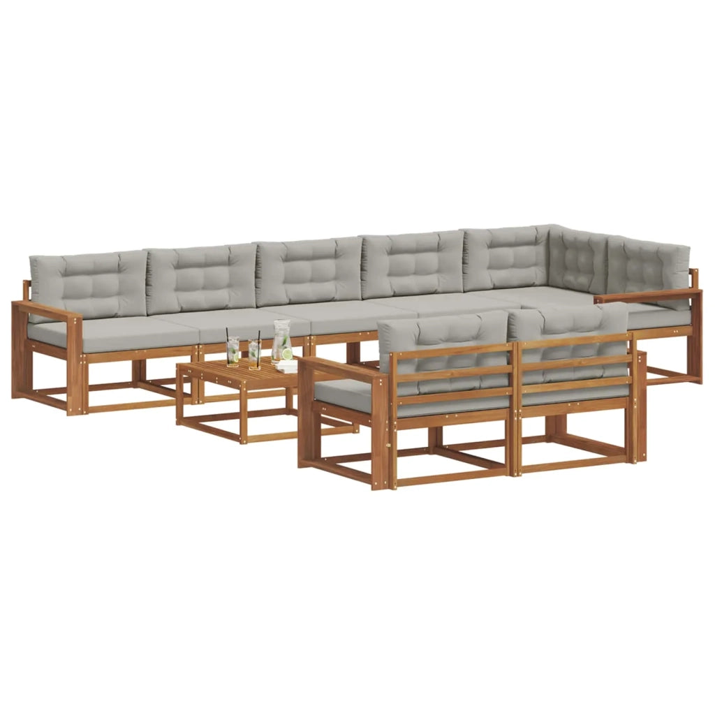 Set di divani da esterno 9 pcs Grigio Naturale e Chiaro 3367794