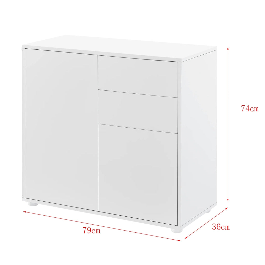 Cassettiera con 2 cassetti e 2 ante 74 x 79 x 36 cm bianco opaco 03_0006818