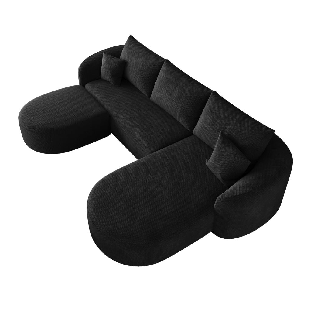 Divano angolare modulare a U senza montaggio in tessuto nero 266 × 168 × 85 cm