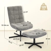 Poltrona Reclinabile su 4 Livelli Effetto Velluto con Poggiapiedi Indipendente, 66x80x93-104 cm, Grigio