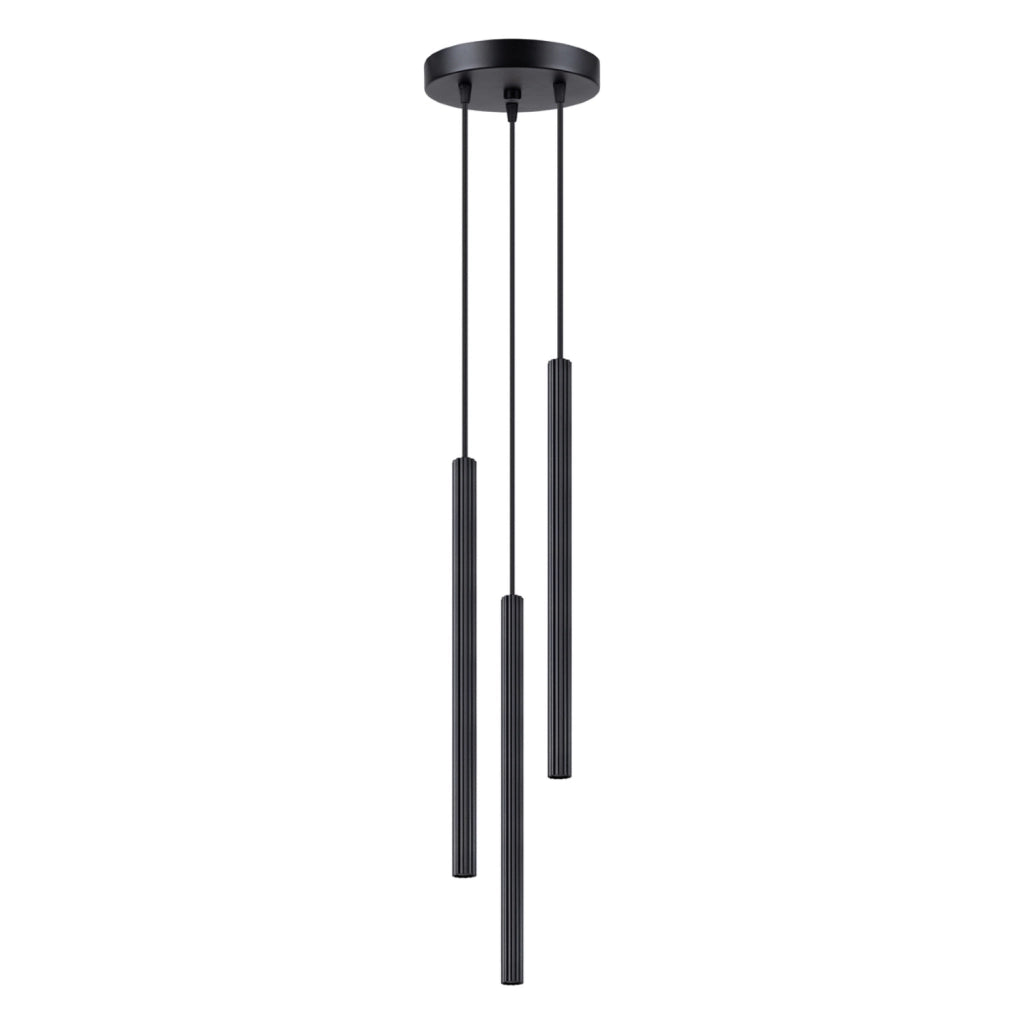 Lampada a sospensione tubi rigati nera ZENTRA 3xG9