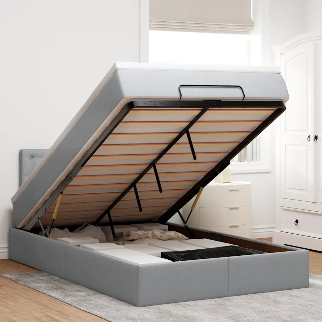 Pouf Letto con Materasso Grigio Chiaro 120x190 cm in Tessuto 3311608