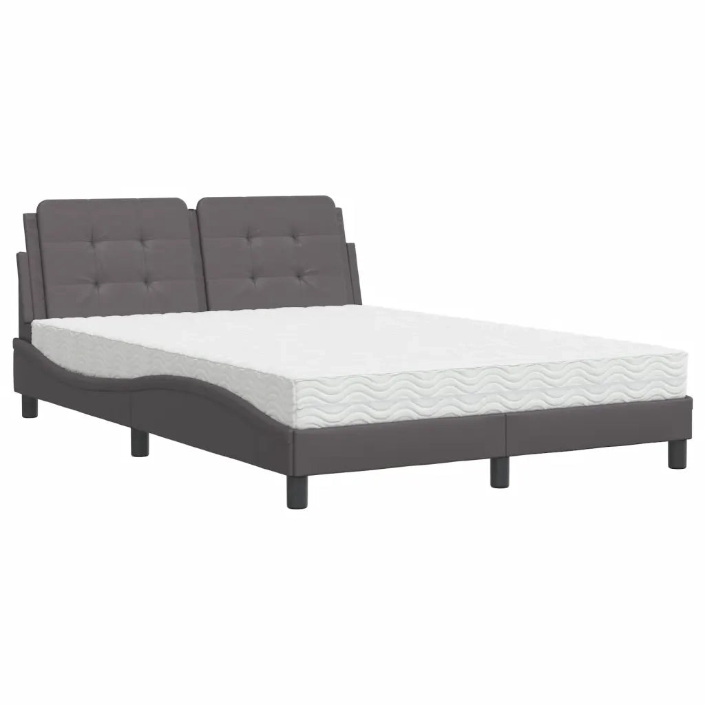 vidaXL Letto con Materasso Grigio 140x190 cm in Similpelle