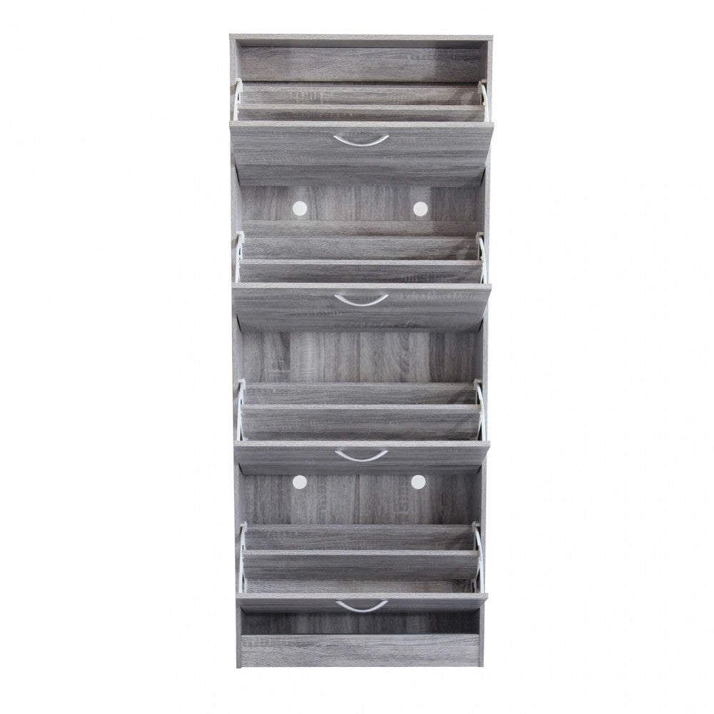 Scarpiera Wendy 60x24x150 h cm in Legno Grigio Chiaro