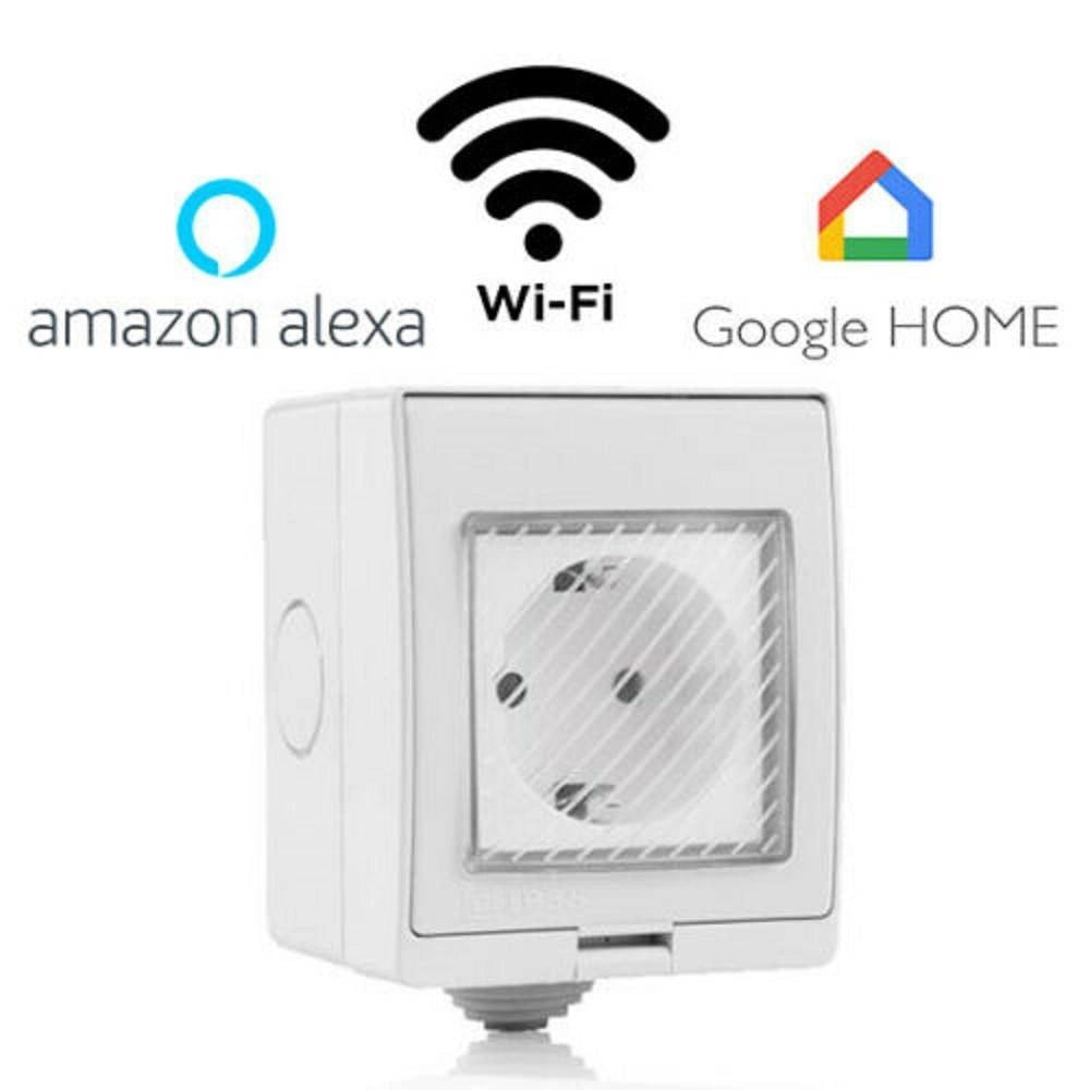 Trade Shop - Presa Spina Shuko Esterno Wifi Smart Home Amazon Alexa Google Home V-tac Vt-5001 -