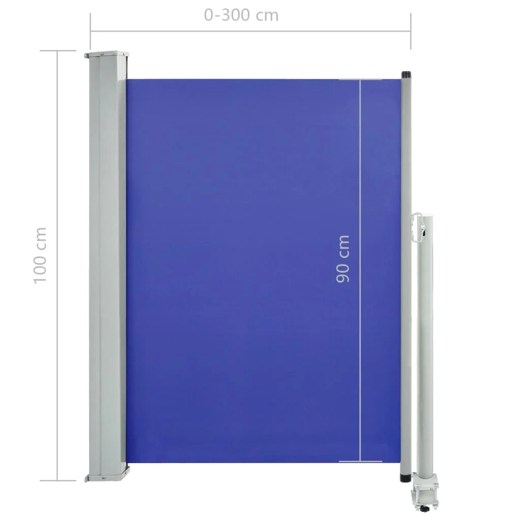 Tenda da sole laterale retrattile/schermo privacy per patio giardino terrazza balcone 100 x 300 cm blu 02_0007181