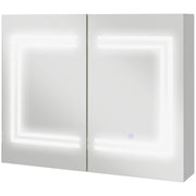 Specchio da Bagno Contenitore con Luce LED 80x15x65 cm Anta Soft Close Dimmerabile a 3 Colori Bianco Lucido