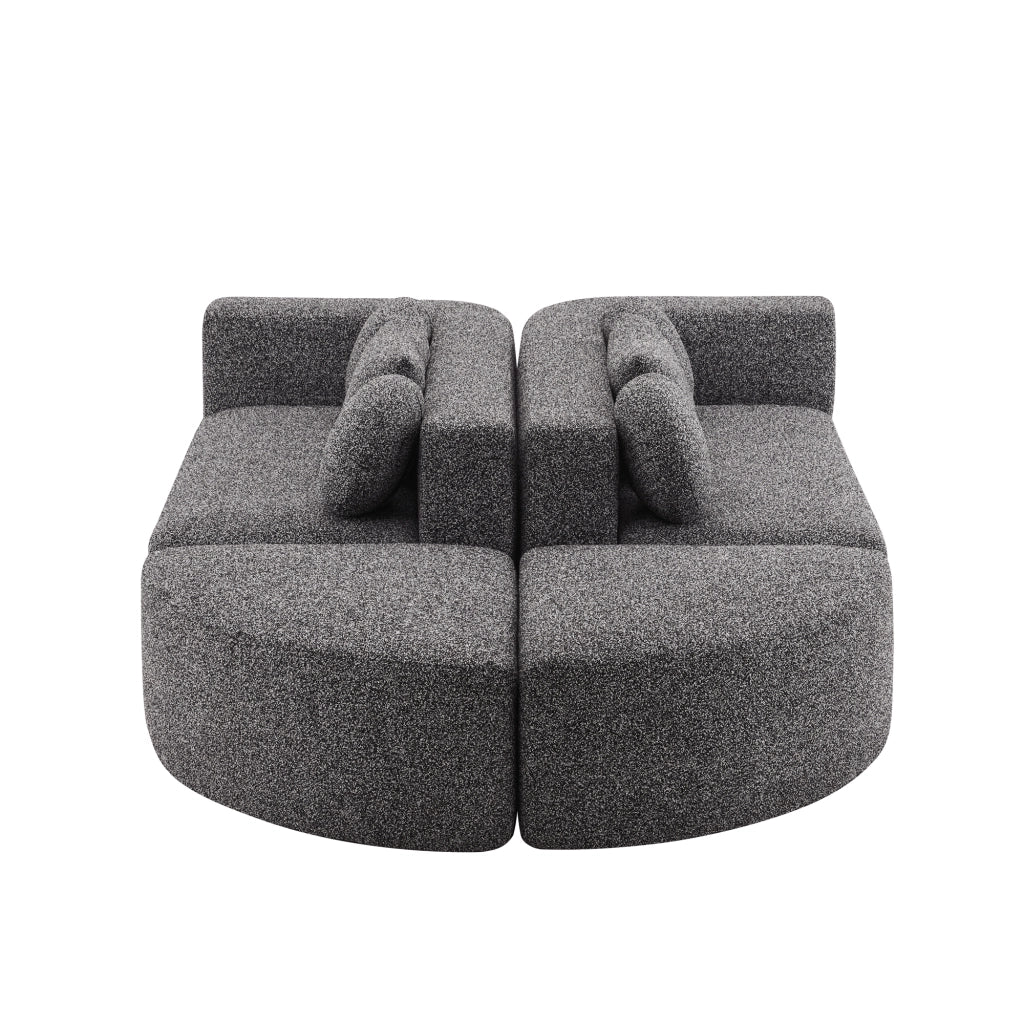 Divano modulare in chenille nero con funzione letto, struttura compressa, senza montaggio, 292 x 165 x 68 cm