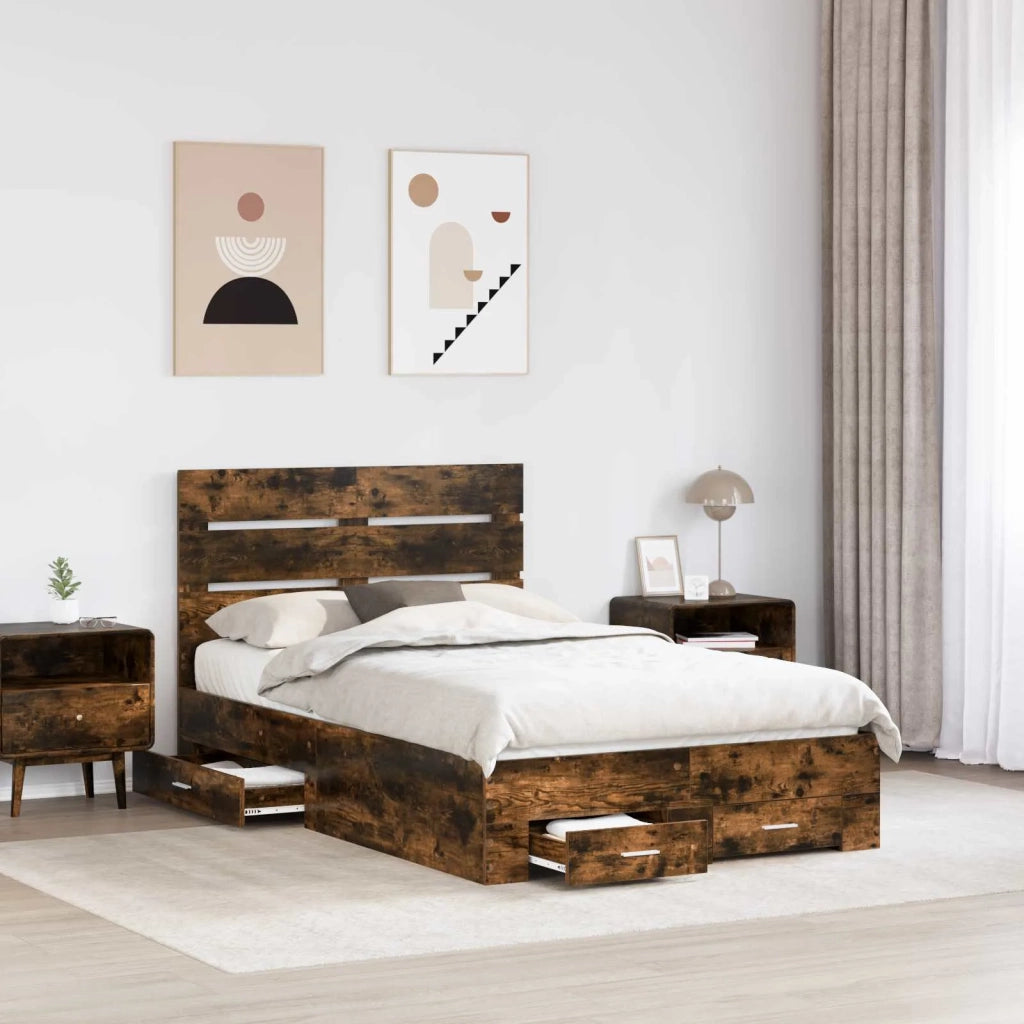 Struttura del letto-Giroletto Rovere fum¨¦ 120 x 190 cm Legno multistrato 477895