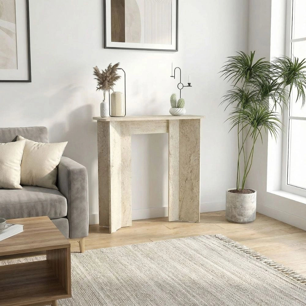 Consolle ingresso Mara Travertino con Gambe Geometriche – Design Moderno