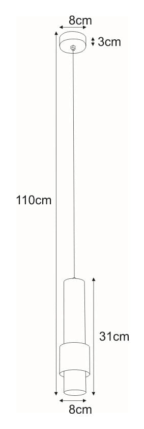 Lampada a sospensione tubo nero metallo Kaja Roto GU10
