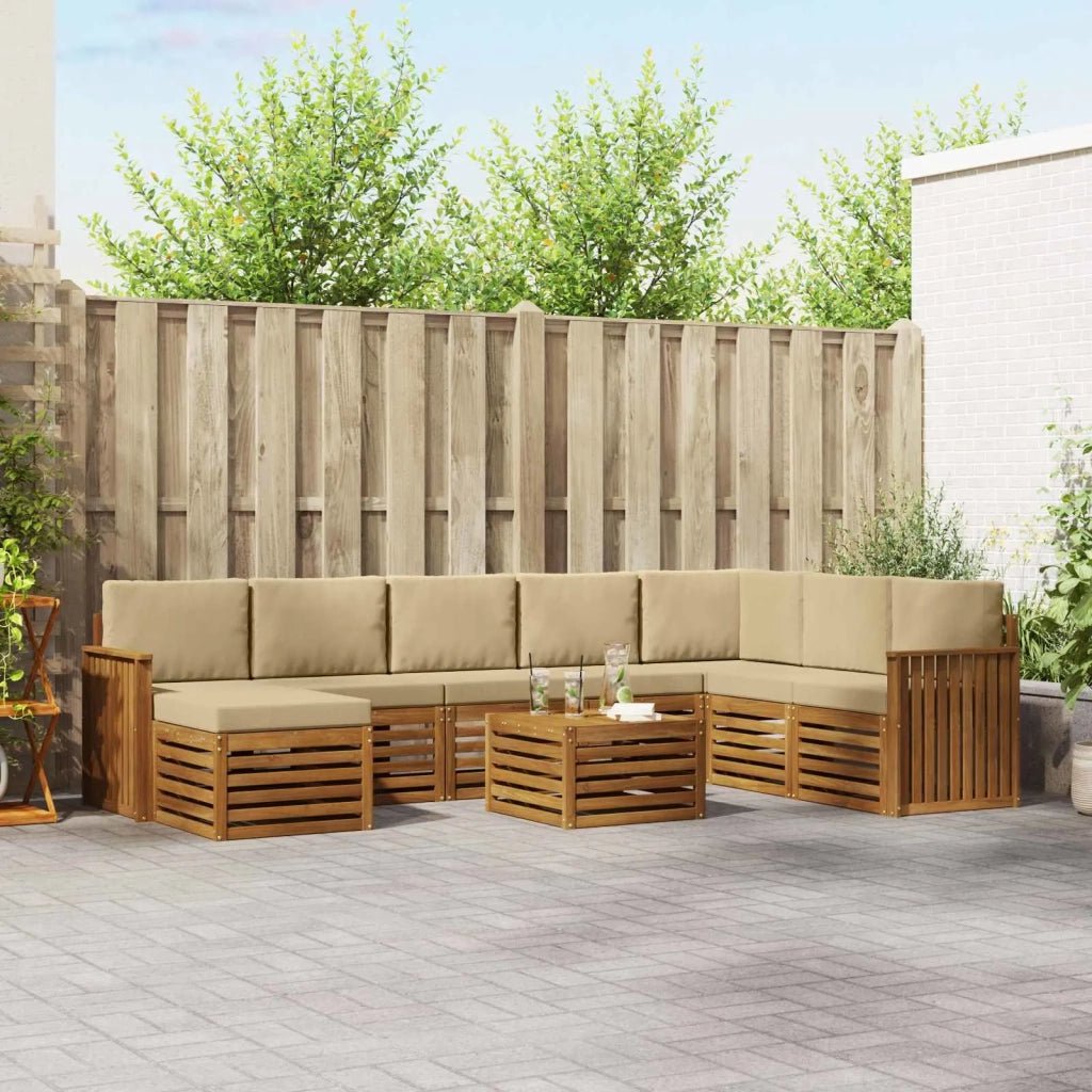 Set divano sezionale con cuscino 9 pcs Naturale e Beige 3375328