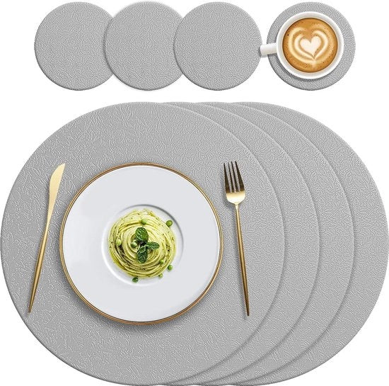 Set di tappeti di silicone rotondi - resistente al calore - antiscivolo - impermeabile - facile da pulire - tappeti da tavolo - cucina - tavola da pranzo - ristorante a casa - 8 pezzi - Tappeti da tavolo in tessuto intrecciato rotondo.