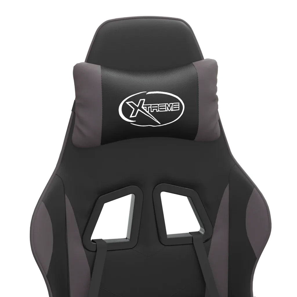 Sedia da Gaming Girevole Poggiapiedi Nero e Grigio Similpelle 349583