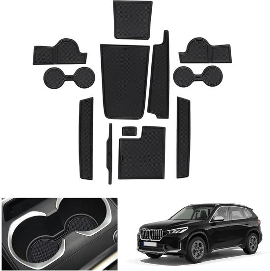 Accessori compatibili con BMW X1 U11 2023-2025 2026, Antislipmatten in gomma per iX1 2025, Deurnaadmatten per console centrale, Accessori per X1 U11 (Nero)