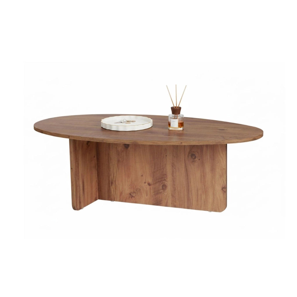 Parona, Tavolino da Salotto Forma Ovale, 120x65x40h cm Marrone Rovere Nodi