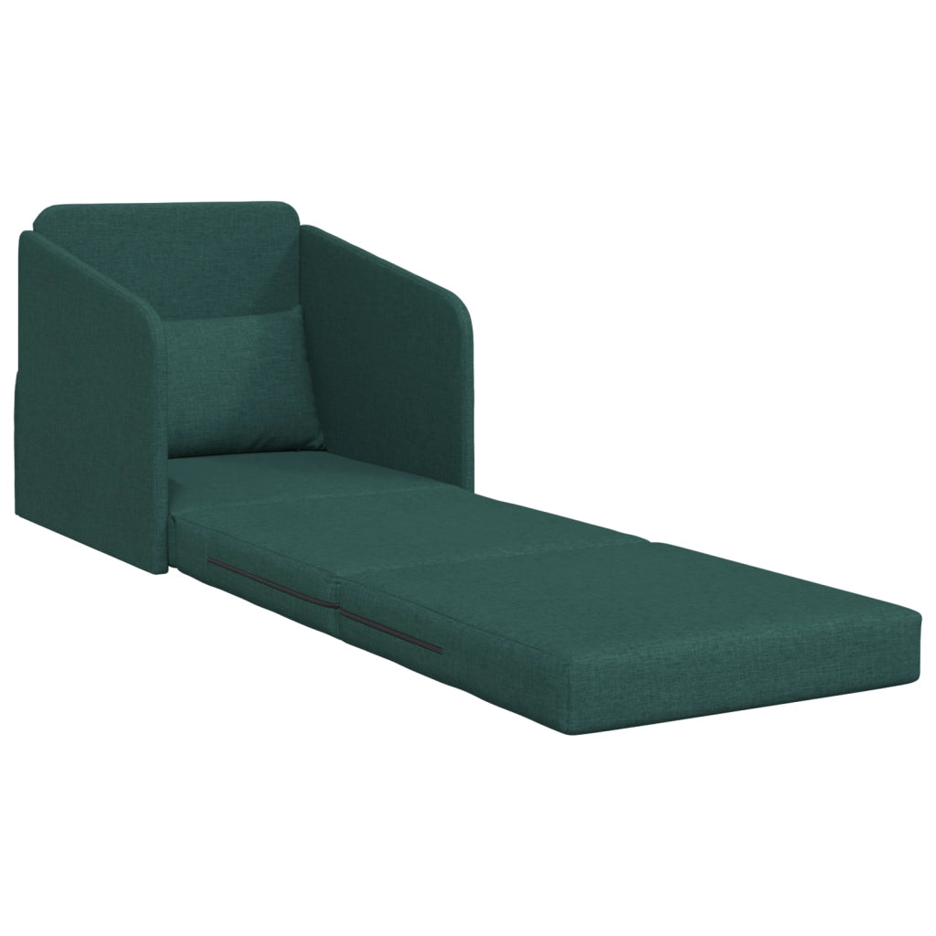 Sofa Letto da Terra 2-in-1 Verde Scuro 65x80x83 cm Tessuto