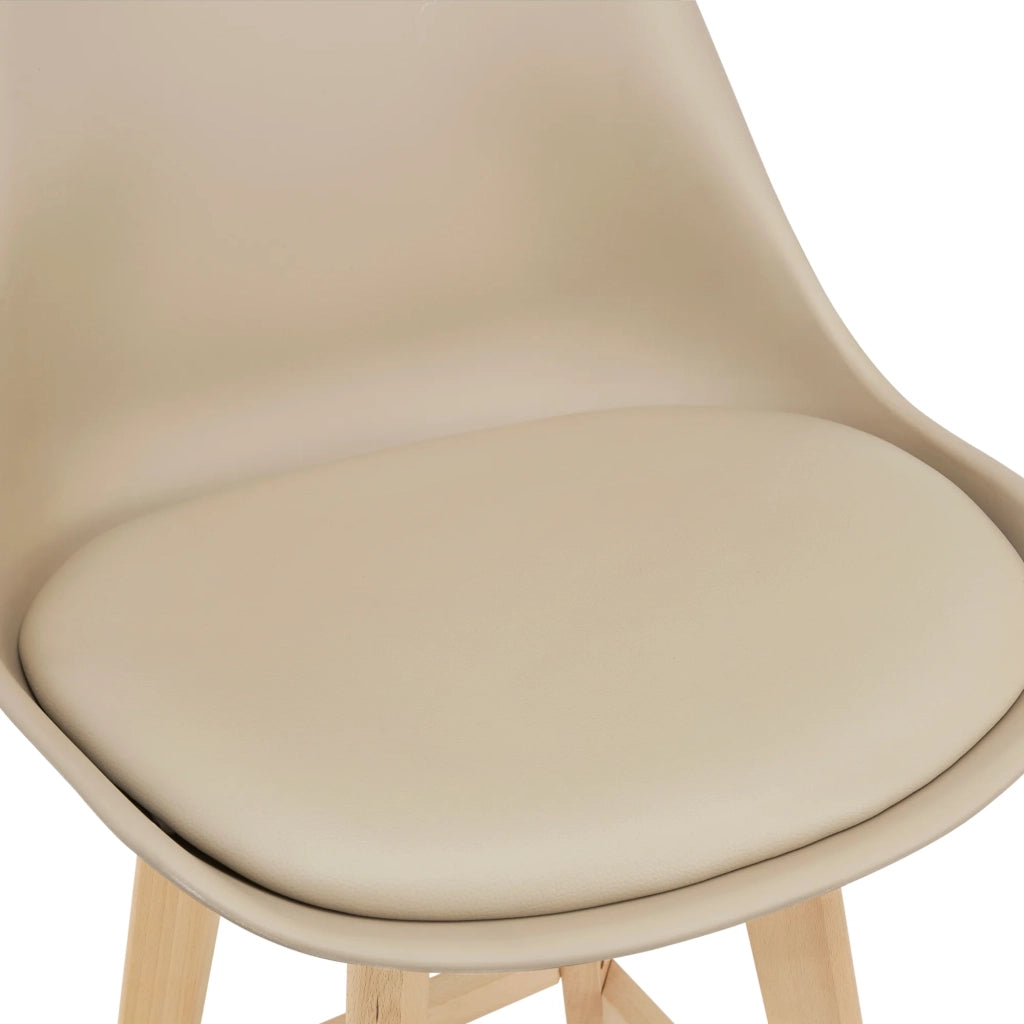 Set di 2 sgabelli da bar con seduta schienale e poggiapiedi imbottito 105 cm beige 03_0002776