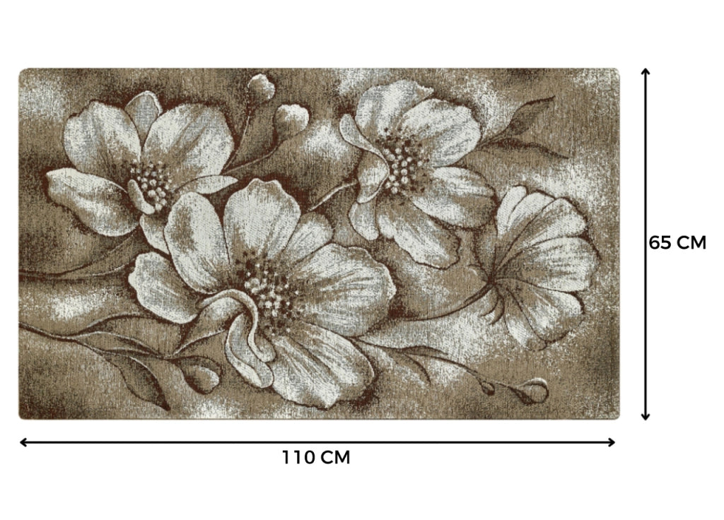 Tappeto Salotto Velour Antiscivolo Disegno Asturia By Suardi - 65x110(2Tappeti) - Fango