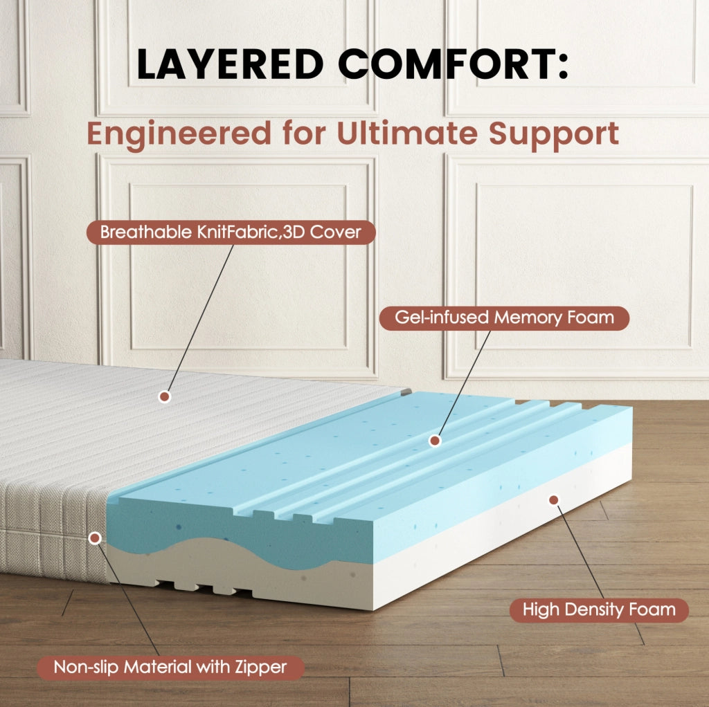 Materasso 90x200 cm in schiuma fredda bianca 20 cm, rivestimento 3D sfoderabile