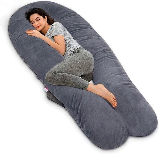 Cuscino per la gravidanza - Cuscino a forma di U per donne incinte con coperchio di cuscino in velluto rimovibile - supporto durante la gravidanza 3 kg