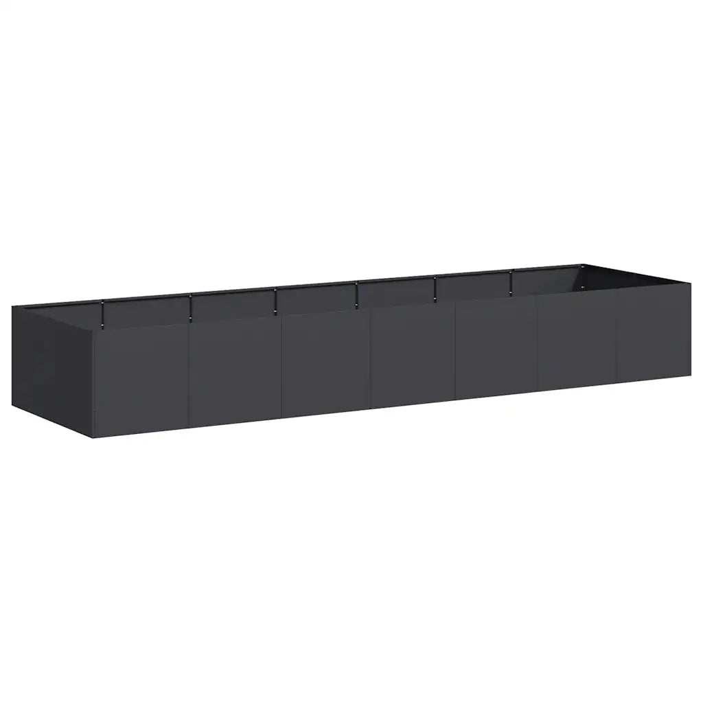 Fioriera-Vaso da Esterno-Contenitore per Piante Nera 280x80x40 cm in Acciaio