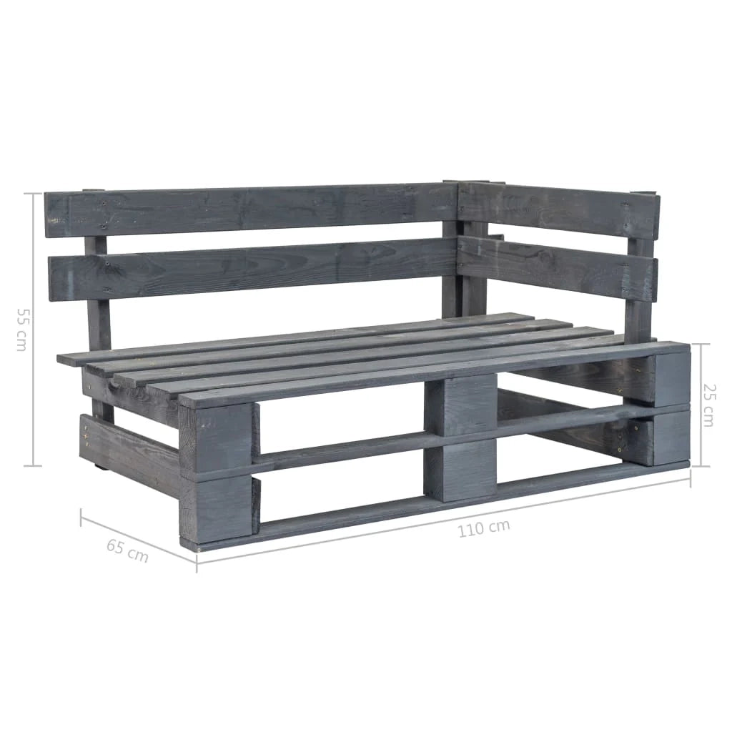 Panca da giardino mobili da esterno per patio terrazza angolare 110 x 65 x 55 cm pallet da giardino in legno grigio 02_0011134