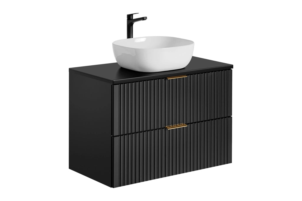 Set mobili bagno 80 cm con lavabo da appoggio Adel Black 80 cm
