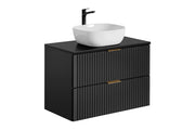 Set mobili bagno 80 cm con lavabo da appoggio Adel Black 80 cm