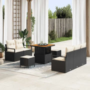 Set Divano da Giardino con cuscino 8 pcs Nero e Crema