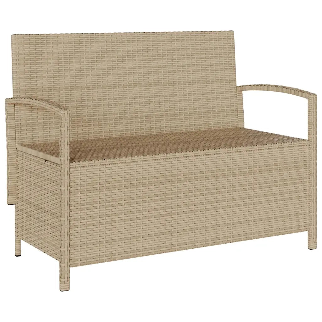 Panca Portaoggetti da Giardino con Cuscino Beige in Polyrattan