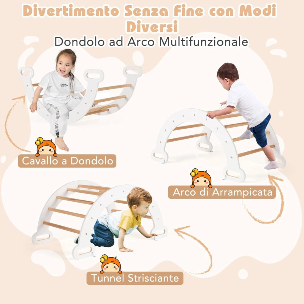 4 in 1 Set da Arrampicata per Bambini, Giocattoli da Arrampicata a Triangolo con Triangolo Arco e Salita, Ideale per Bambini 1 Anni + (Bianco)