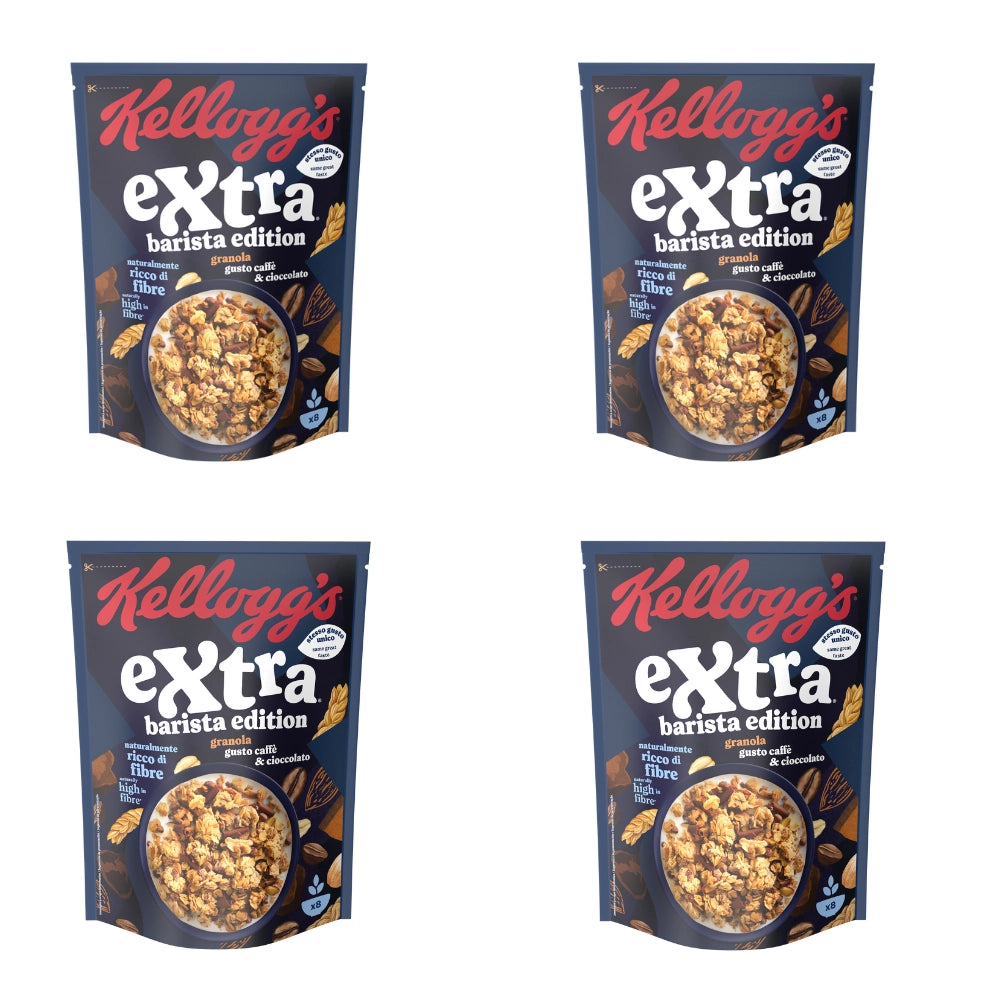 Kellogg's extra barista edition granola gusto caffe e cioccolato 4 confezioni da 350 grammi