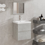 Mobile da Bagno con Specchio Grigio Cemento Legno Multistrato