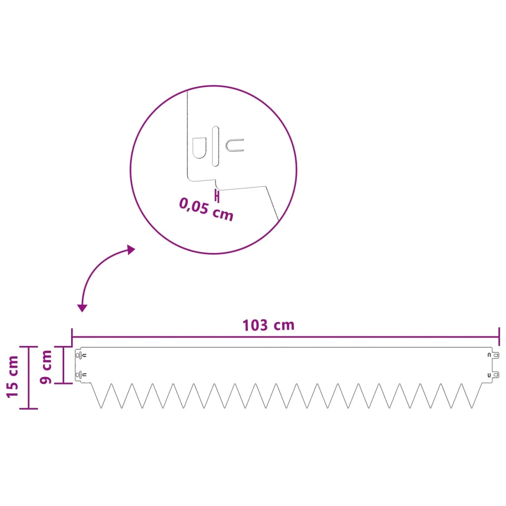 Bordura per Prato 20 pcs 103 x 15 cm metallo Bianco 8008243