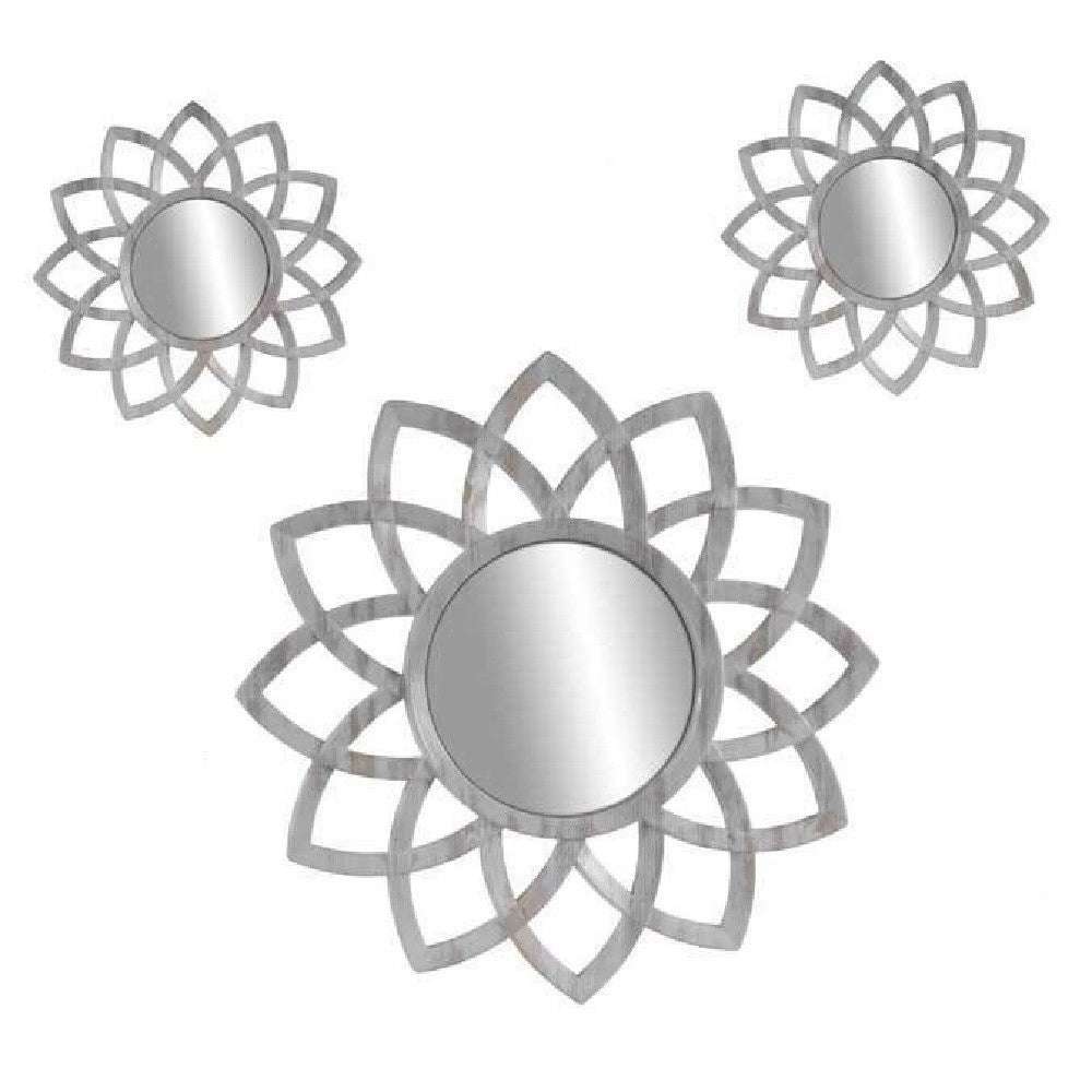 Trade Shop - Set 3 Specchi Parete Decorativi Anticati Libera Installazione Gira 20-35cm 836909 -
