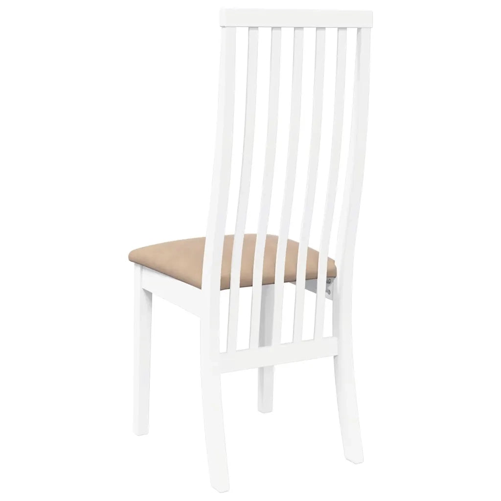 Sedie da Pranzo con Cuscini 2 pz | Sedie da cucina Bianco Legno Massello di Hevea
