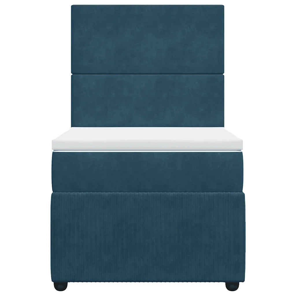 Giroletto a Molle con Materasso Blu Scuro 80x200 cm in Velluto
