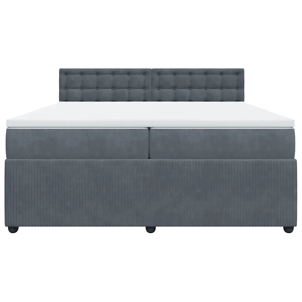 Giroletto a Molle con Materasso Grigio Scuro 200x200 cm Velluto
