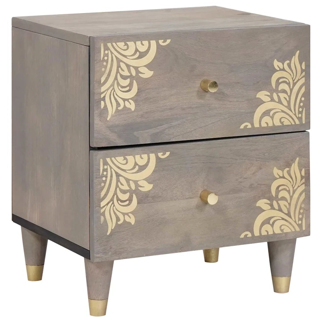 vidaXL Armadio da Notte Grigio 40 x 33 x 46 cm legno massello di mango