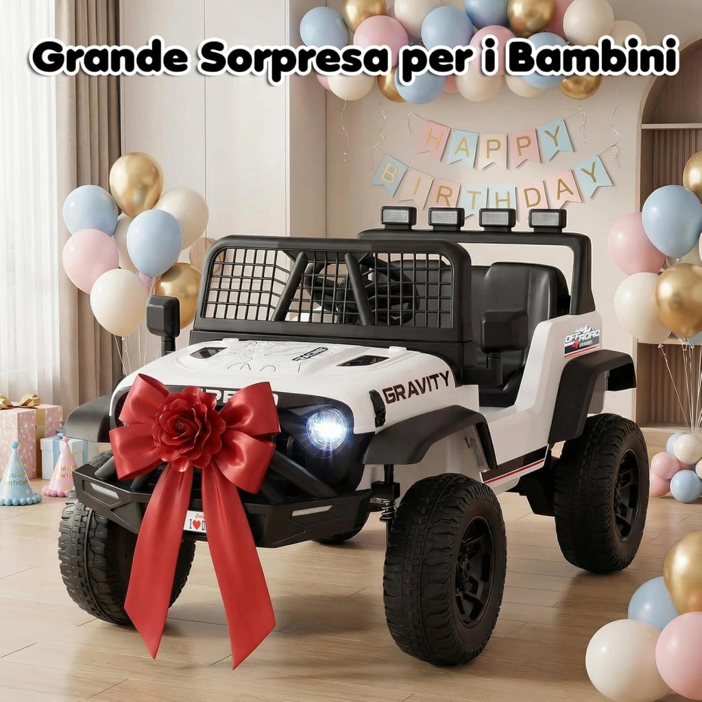 24V Macchina Eletrrica per Bambini, Auto Elettrica con Telecomando Genitori, Musica, Clacson, Fari LED e Sospensioni a Molla, 1,6-4,1 km/h, 3 Anni+ (Bianco)