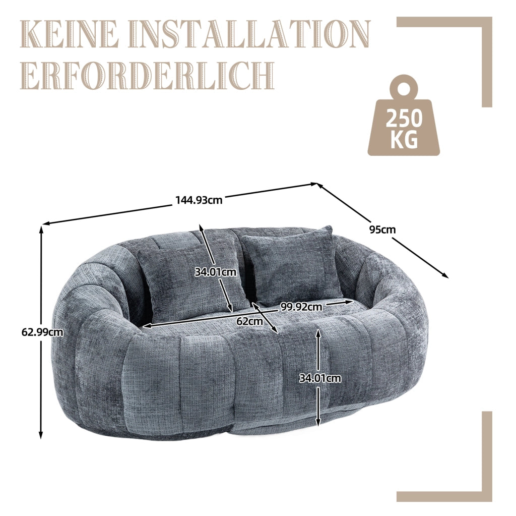 Divano lounge in ciniglia grigio 150x95 cm