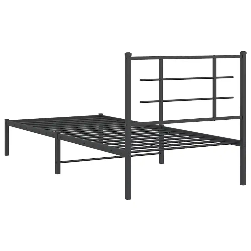 Giroletto con Testiera-Struttura Letto con testiera in Metallo Nero 90x200 cm 703494