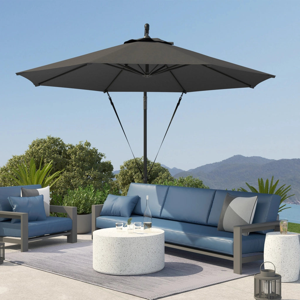 Ombrellone da Giardino Rotondo Ø290x243A cm Inclinabile Protezione UPF 50+ Grigio Scuro