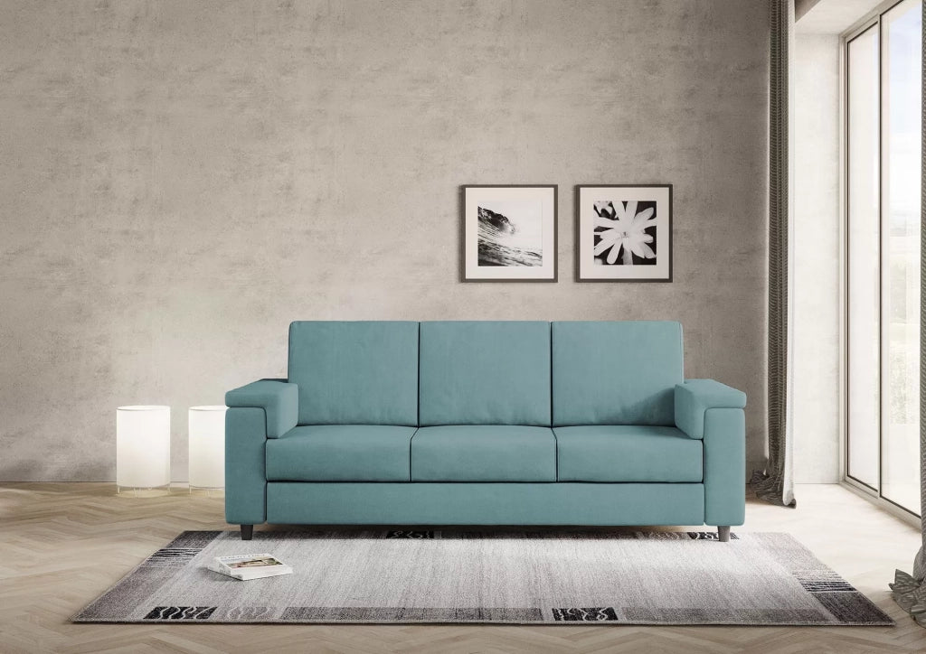 Divano marrak 3 posti (tre sedute da 60cm) misure esterne l.208cm | petrolio - Mobili 2G